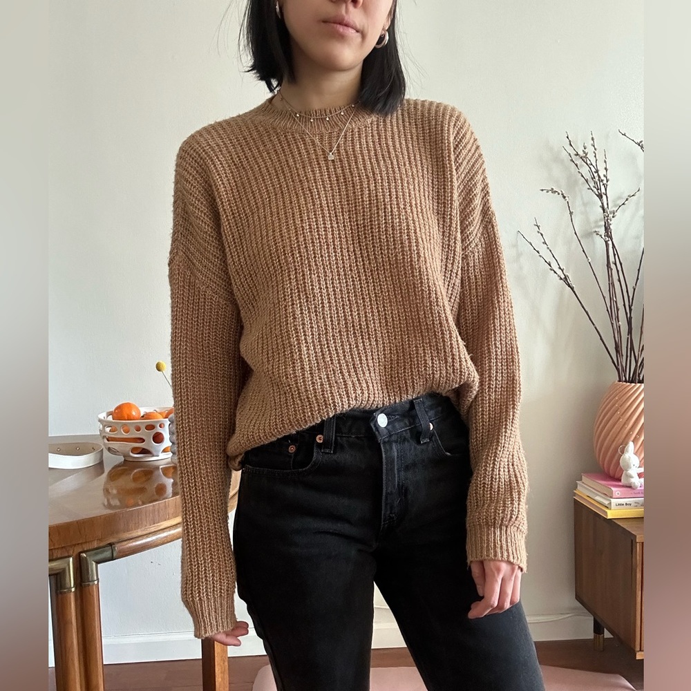Oak + Fort Camel Brown Beige Knitted Sweater - Size XS